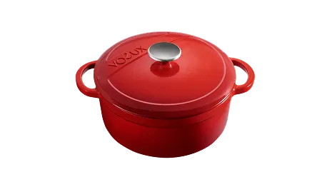 Кастрюля с крышкой d28 см, 5,5 л, чугун, красная