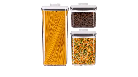 Набор контейнеров для сыпучих продуктов с вакуумной крышкой 3 шт, 850 мл, 1,5 л, 2,5л 