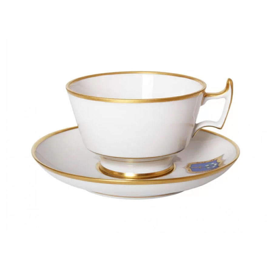 чашка чайная с блюдцем ифз золотая лента юлия 230 мл фарфор твердый Чашка чайная с блюдцем ИФЗ Коттеджный.Александрия 240 мл, фарфор твердый