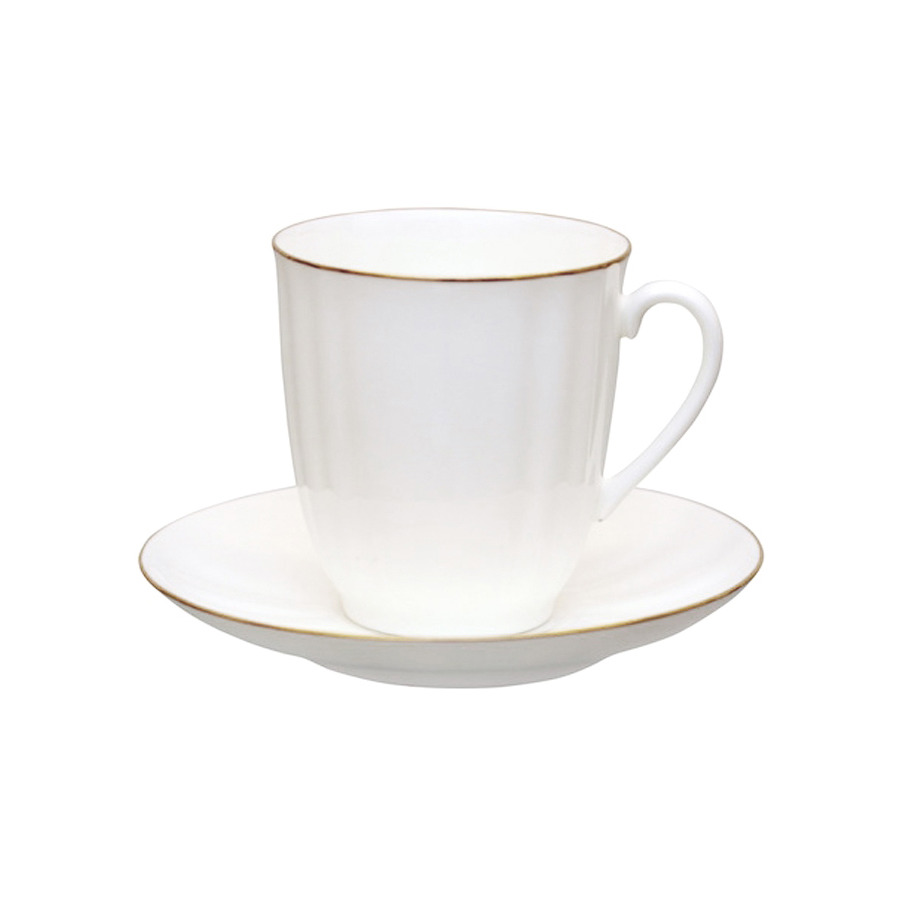 Чашка чайная с блюдцем ИФЗ Золотой кантик.Ветерок, фарфор костяной