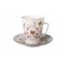 Чашка кофейная с блюдцем ИФЗ Розовые веточки Майская 165 мл, фарфор костяной