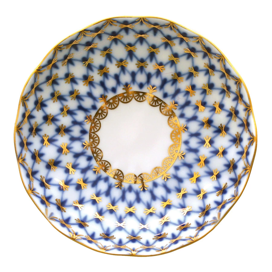 Розетка ИФЗ Кобальтовая сетка Тюльпан d10см, фарфор твердый