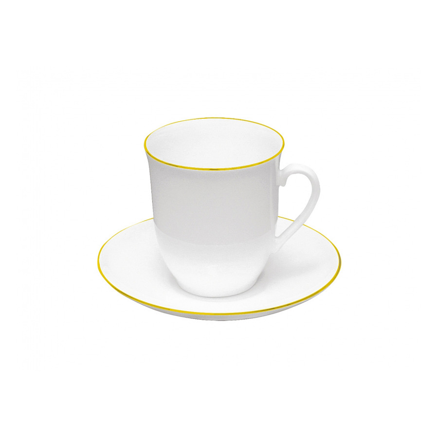 Чашка чайная с блюдцем ИФЗ Золотой кантик.Росинка, фарфор костяной чашка чайная с блюдцем ифз ethno белое золото 165 мл фарфор костяной
