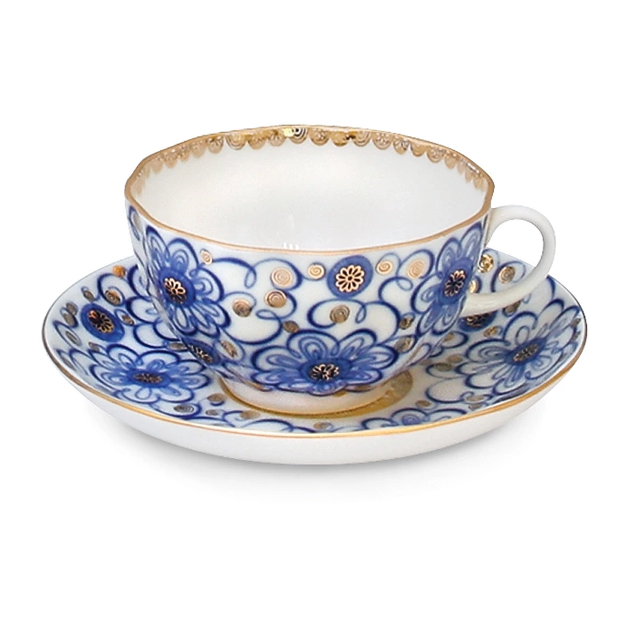 Чашка чайная с блюдцем ИФЗ Вьюнок Тюльпан 250 мл, фарфор твердый