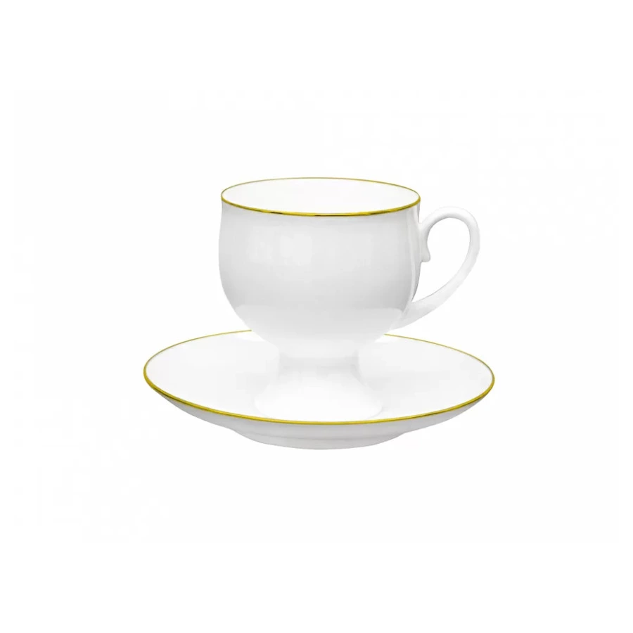 Чашка чайная с блюдцем ИФЗ Золотой кантик Классическая 360 мл, фарфор твердый