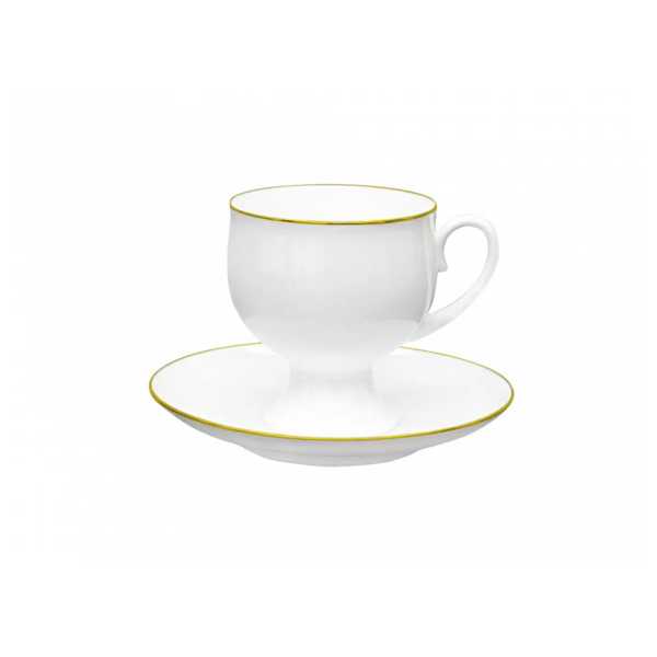 Чашка чайная с блюдцем ИФЗ Золотой кантик Классическая 360 мл, фарфор твердый
