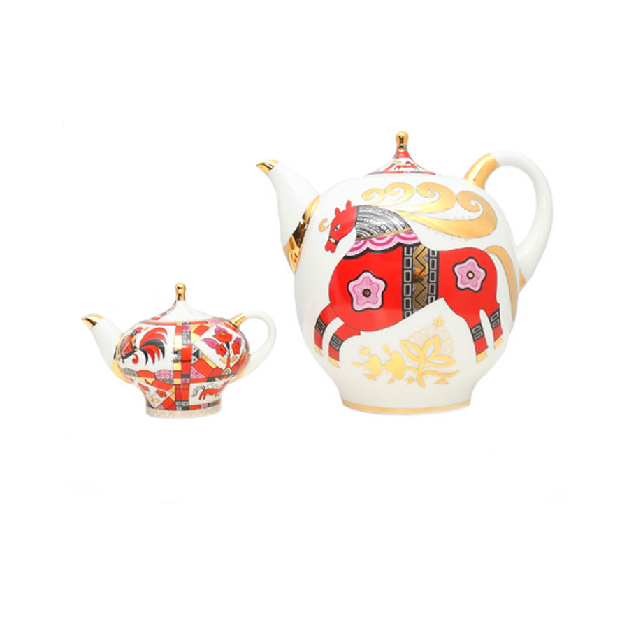 Комплект чайников ИФЗ Красный Новгород, фарфор твердый комплект чайников ифз красный петух фарфор твердый