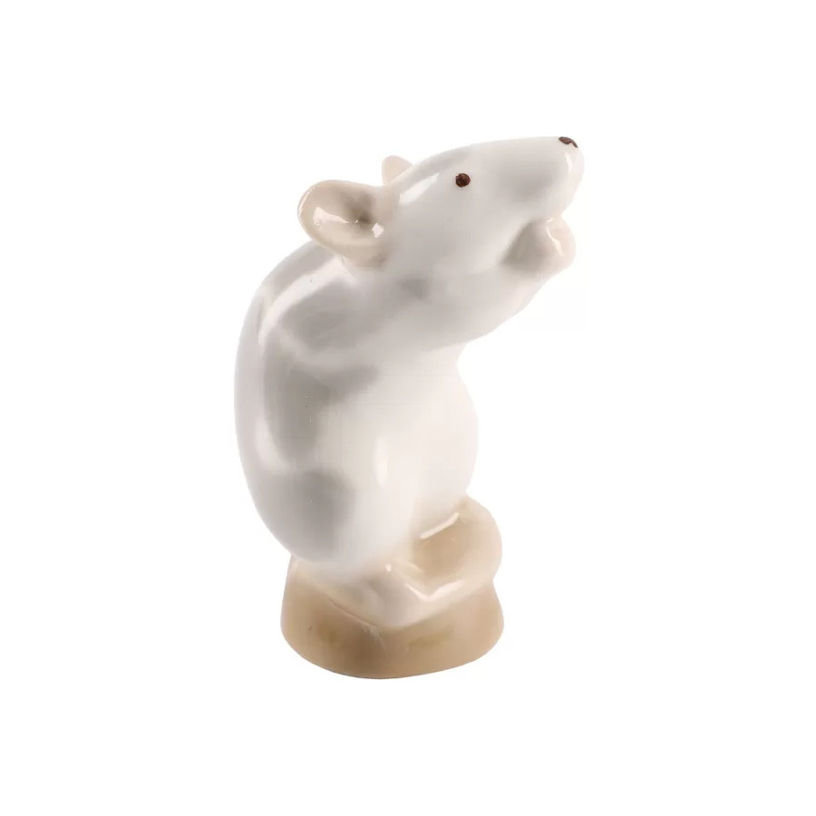 Скульптура ИФЗ Мышь белая, фарфор, фарфор твердый