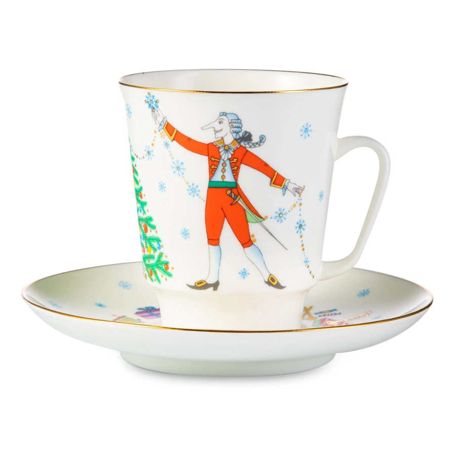 Набор кофейный ИФЗ Балет Щелкунчик Майская 165 мл, 3 предмета, фарфор костяной