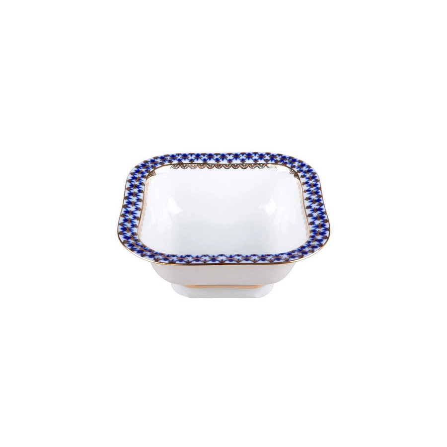 Салатник порционный ИФЗ Кобальтовая сетка Молодежная 11 см, фарфор твердый, квадратная