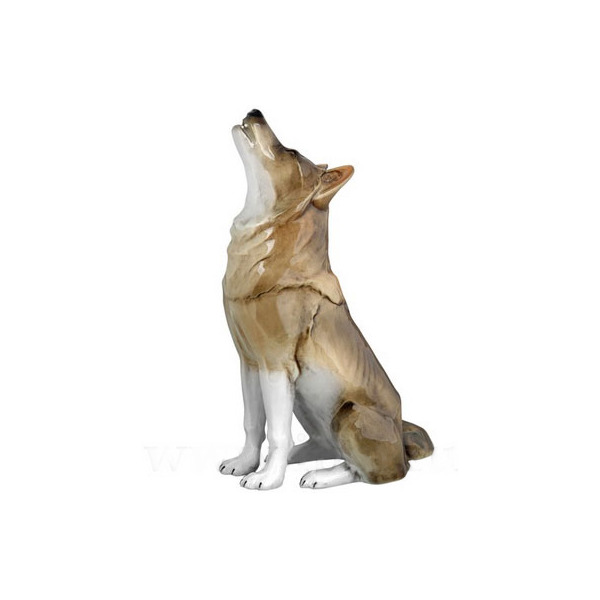 Скульптура ИФЗ Волк сидящий, фарфор твердый