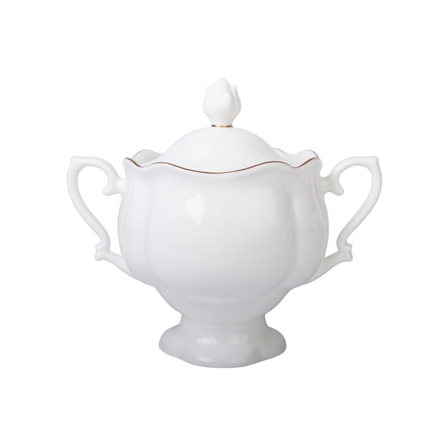 Сахарница ИФЗ Золотая лента Наташа 300 мл, фарфор костяной