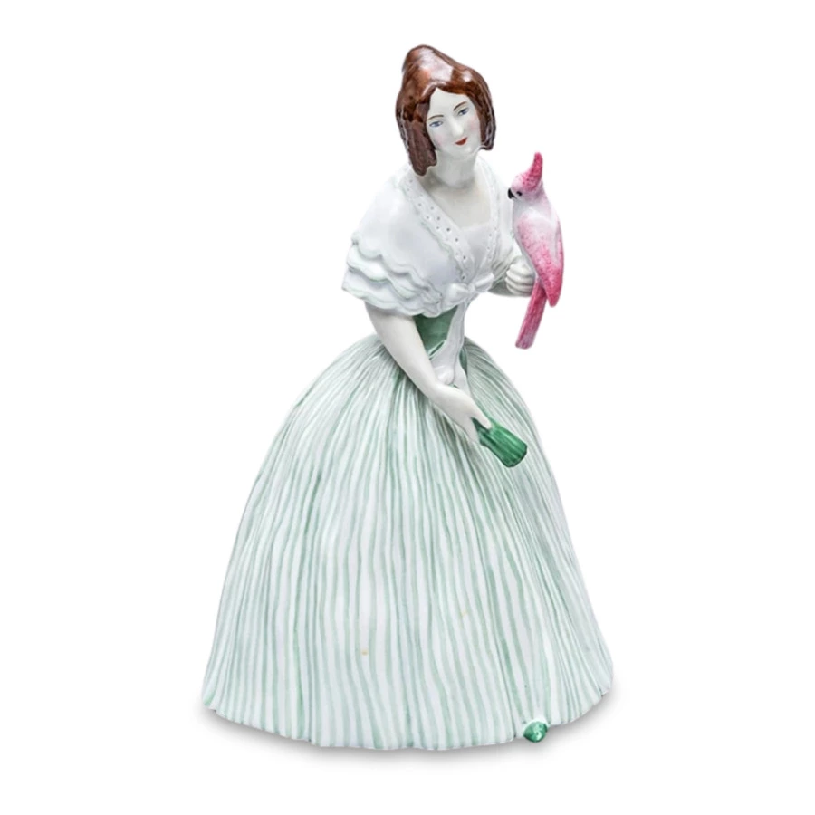 Скульптура ИФЗ Дама с попугаем, автор рисунка В Кузнецов, фарфор твердый