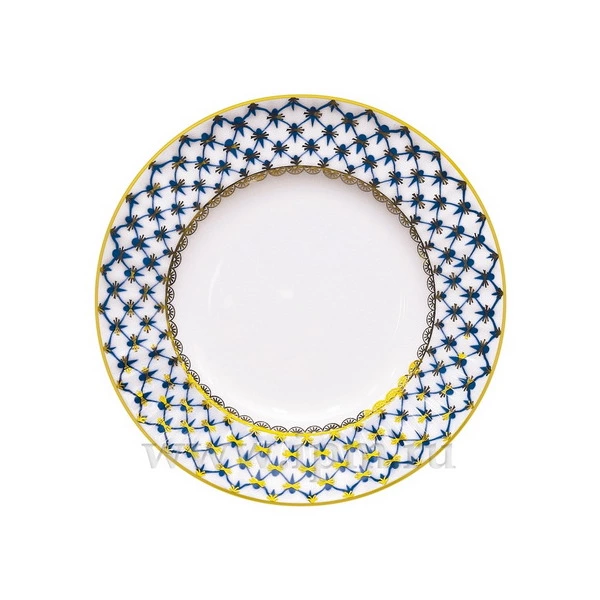 Тарелка закусочная ИФЗ Кобальтовая сетка Тюльпан 20 см, фарфор твердый