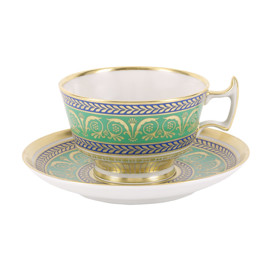 Чашка чайная с блюдцем ИФЗ Золотой Александрия 250 мл, фарфор твердый