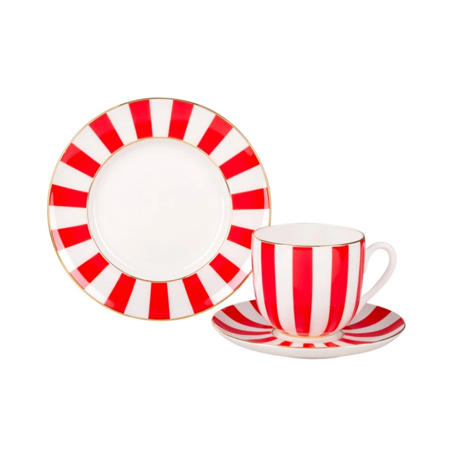 Набор чайный ИФЗ Да и нет Ландыш 180 мл, 3 предмета, фарфор костяной, красный