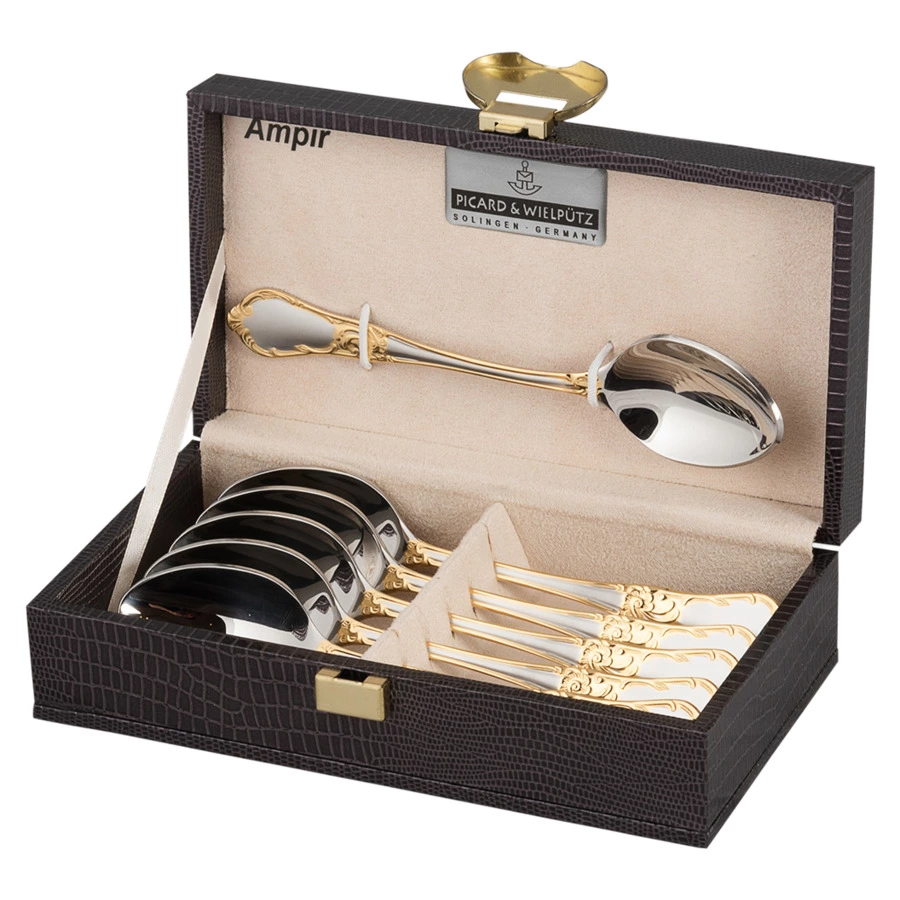 Набор чайных ложек Picard & Wielputz Solingen Ampir, 6 шт, сталь нержавеющая, позолота, п/к