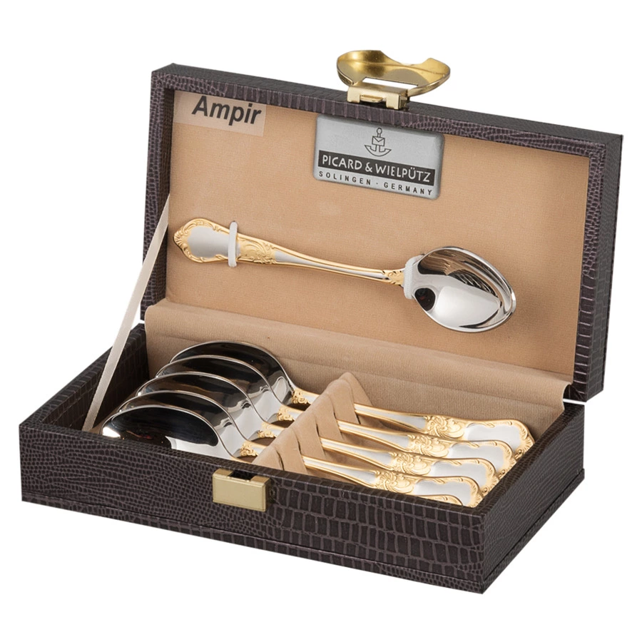Набор кофейных ложек Picard & Wielputz Solingen Ampir, 6 шт, сталь нержавеющая, позолота, п/к