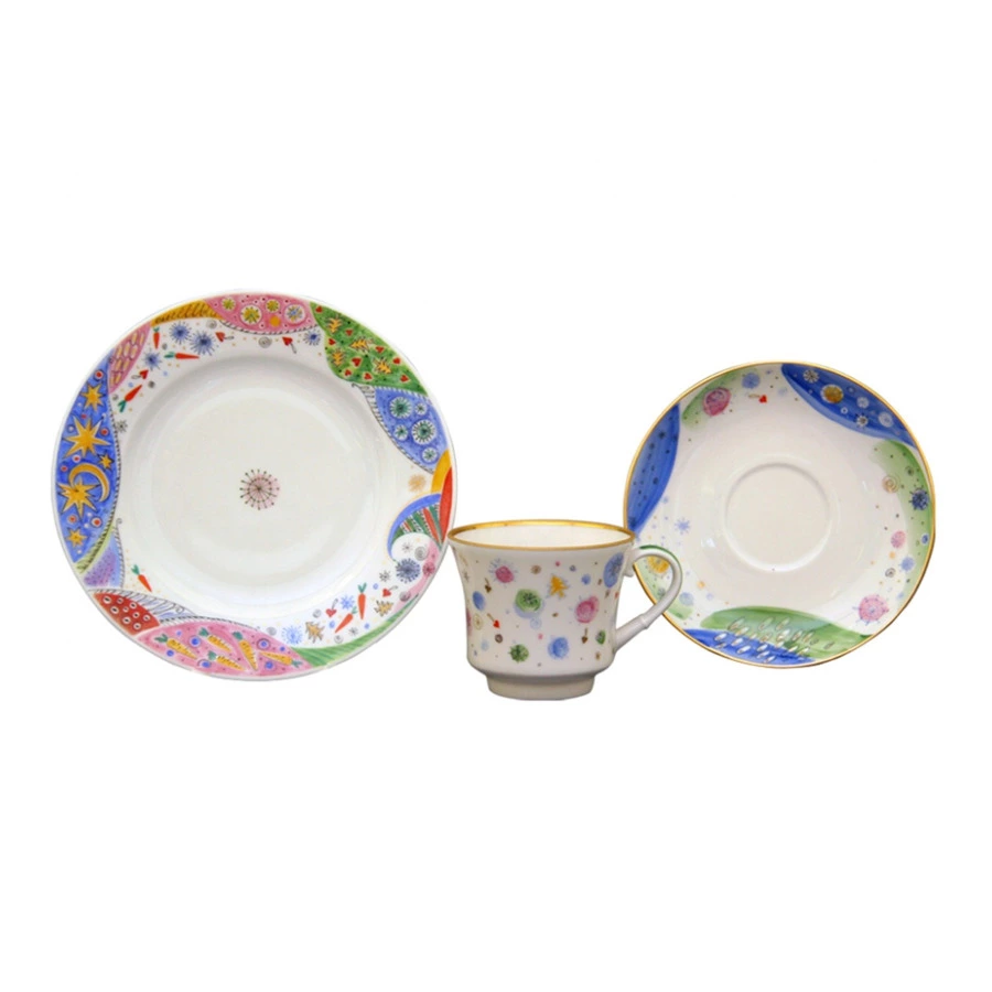 Набор чайный ИФЗ Карнавал Банкетная 220 мл, 3 предмета, фарфор твердый