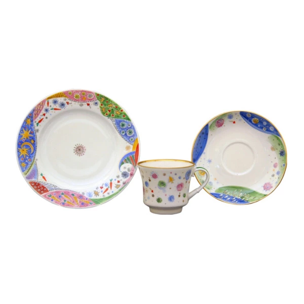 Набор чайный ИФЗ Карнавал Банкетная 220 мл, 3 предмета, фарфор твердый