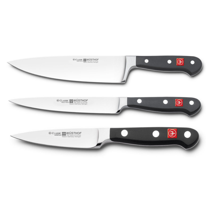 Набор кухонных ножей Поварская тройка Wuesthof Classic, 3 шт, сталь кованая