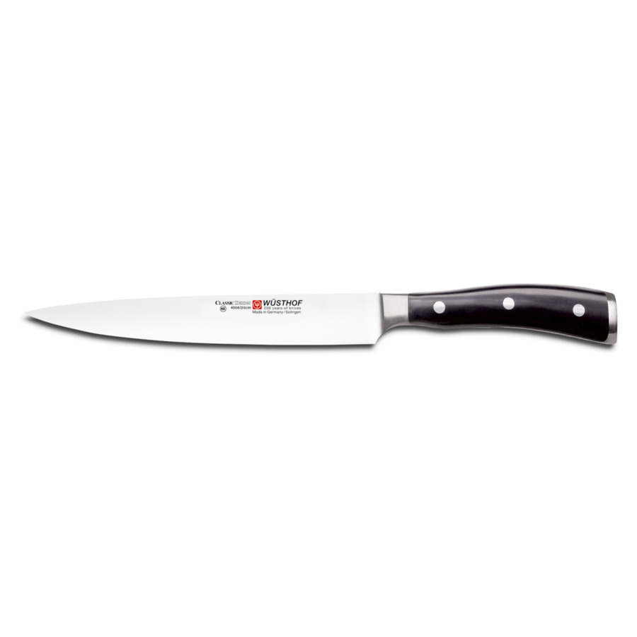 Нож кухонный для нарезки Wuesthof Classic Icon 20 см, сталь кованая набор кухонных ножей с ножницами и мусатом на подставке wuesthof grand prix 5 шт сталь кованая