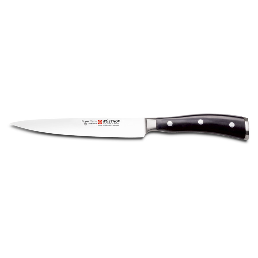 Нож кухонный для нарезки Wuesthof Classic Icon 16 см, сталь кованая набор кухонных ножей с ножницами и мусатом на подставке wuesthof grand prix 5 шт сталь кованая