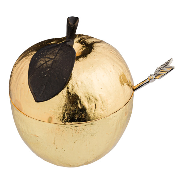 Сахарница с ложкой Michael Aram Золотое яблоко 11 см, золотистая