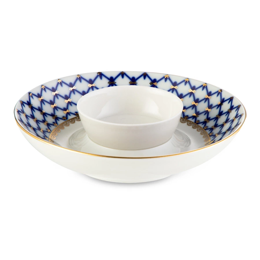 Икорница ИФЗ Кобальтовая сетка Каспийская 65 мл, фарфор твердый