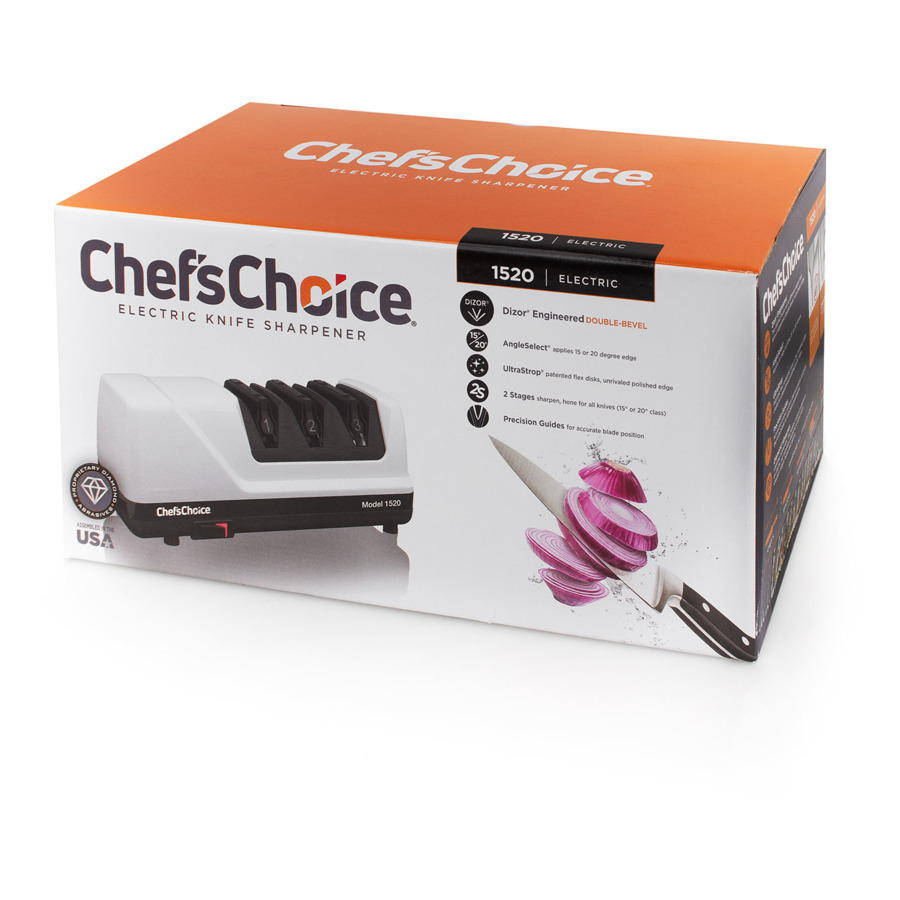 Точилка электрическая для заточки ножей Chef's Choice 3 этапа заточки, пластик, белая