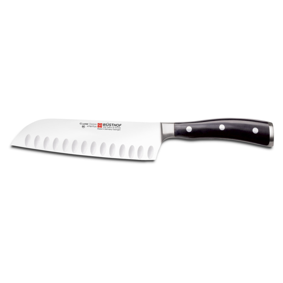 Нож кухонный Сантоку Wuesthof Classic Icon 17 см, сталь кованая набор кухонных ножей с ножницами и мусатом на подставке wuesthof grand prix 5 шт сталь кованая