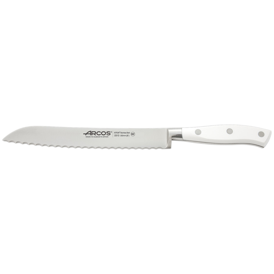 Нож для хлеба Arcos Riviera Blanca 20 см, сталь нержавеющая, белый нож кухонный arcos riviera для хлеба 20 см