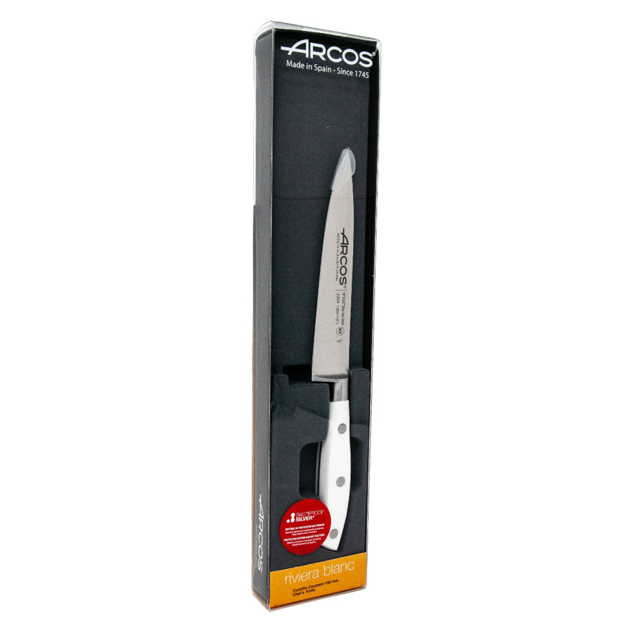 Нож кухонный Шеф Arcos Riviera Blanca 15 см, кованая сталь, белый