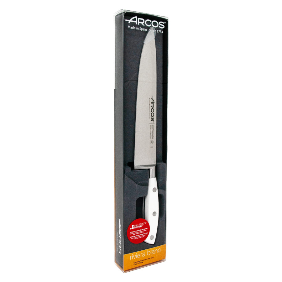Нож кухонный Шеф Arcos Riviera Blanca 20 см, кованая сталь, белый