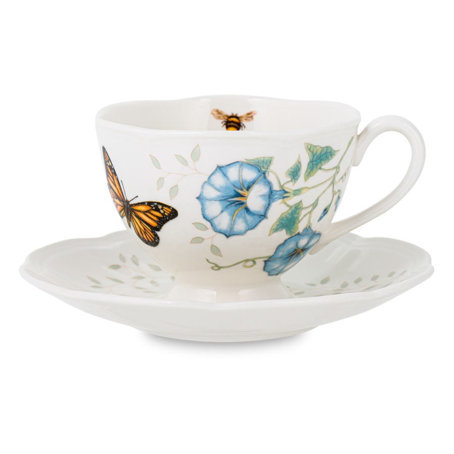 Чашка чайная с блюдцем Lenox Бабочки на лугуБабочка Монарх 240 мл тарелка обеденная lenox бабочки на лугубабочка монарх 27 5 см