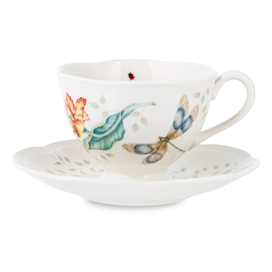 Чашка чайная с блюдцем Lenox Бабочки на лугуСтрекоза 240 мл