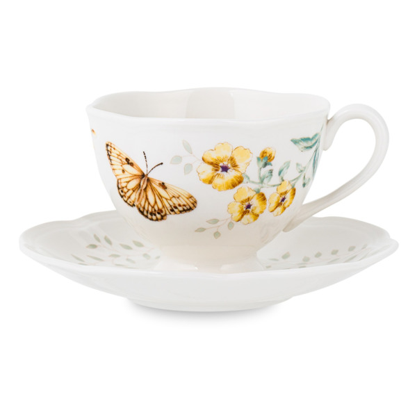 Чашка чайная с блюдцем Lenox Бабочки на лугу Желтушка 240 мл
