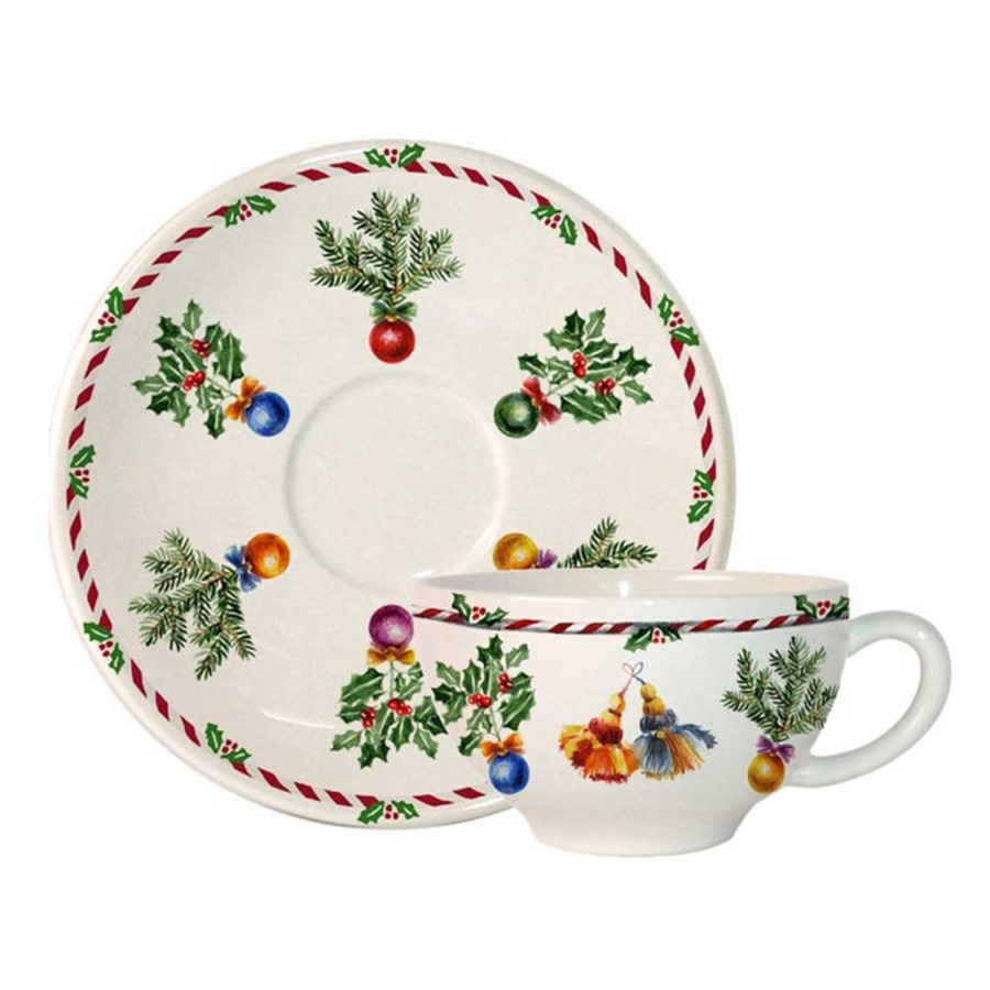 Чашка для завтрака с блюдцем Gien Рождество 320мл, фаянс