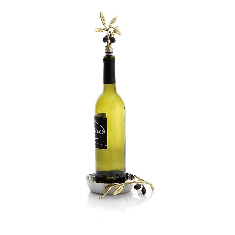 Набор подставка и стоппер для бутылки Michael Aram Золотая оливковая ветвь 16,5 см
