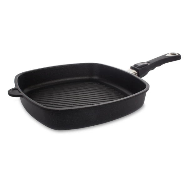 Сковорода гриль для индукции со съемной ручкой антипригарная АМТ 28х28х5 см, алюминий