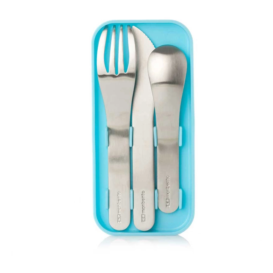 Набор из 3 столовых приборов в футляре MB карманный (голубой)
