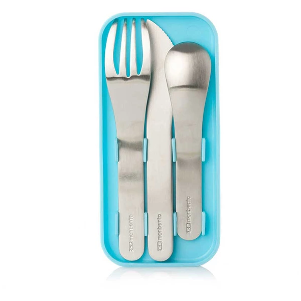 Набор из 3 столовых приборов в футляре MB карманный (голубой)