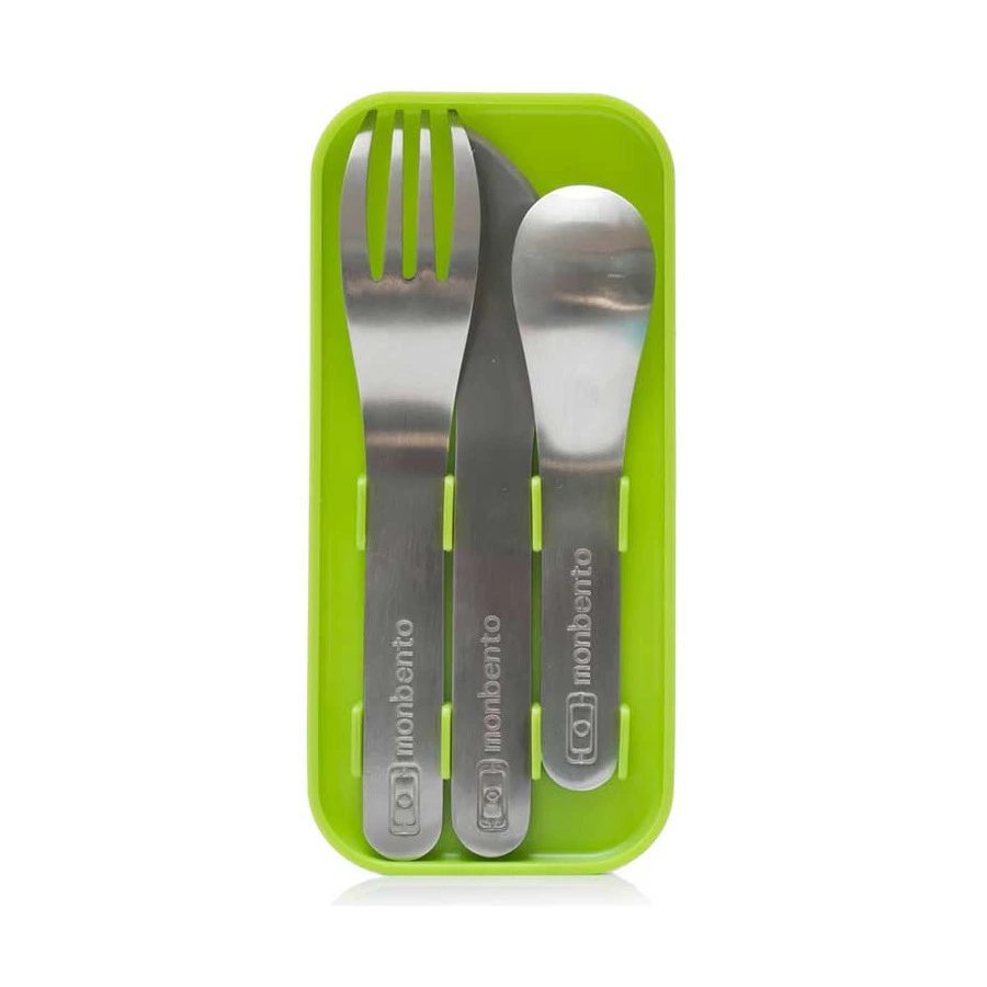 Набор из 3 столовых приборов в футляре Monbento MB карманный (зеленый)
