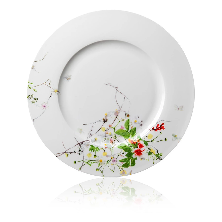 Тарелка подстановочная с бортом Rosenthal Дикие цветы 33 см, фарфор костяной