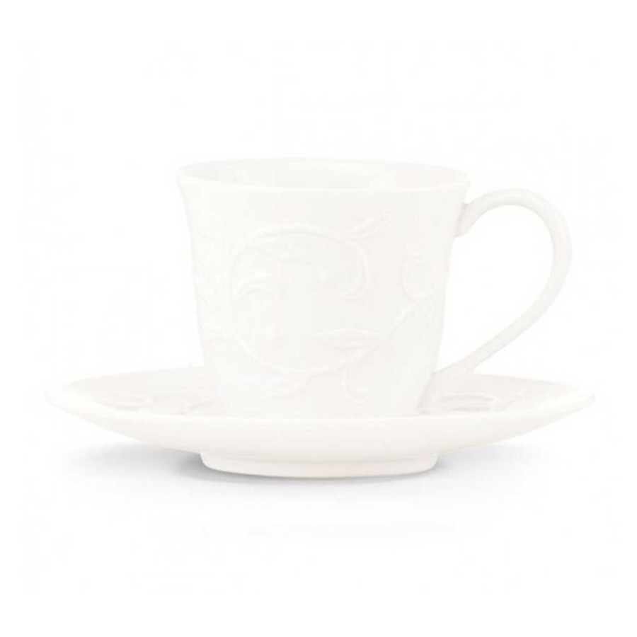 Чашка кофейная с блюдцем Lenox Чистый опал, рельеф 90 мл сахарница lenox чистый опал рельеф 14 см