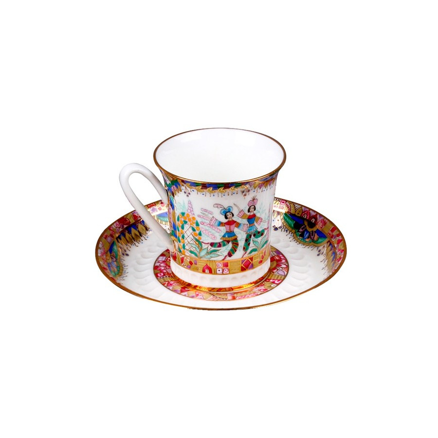 Чашка чайная с блюдцем ИФЗ Русский балет Вертикаль, фарфор костяной