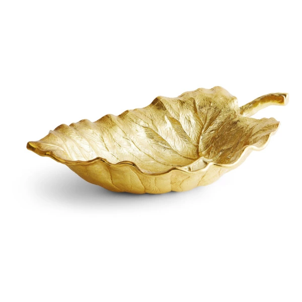 Чаша-лист большая Michael Aram Лист слоновьего дерева 53 см, позолота, прозрачная эмаль