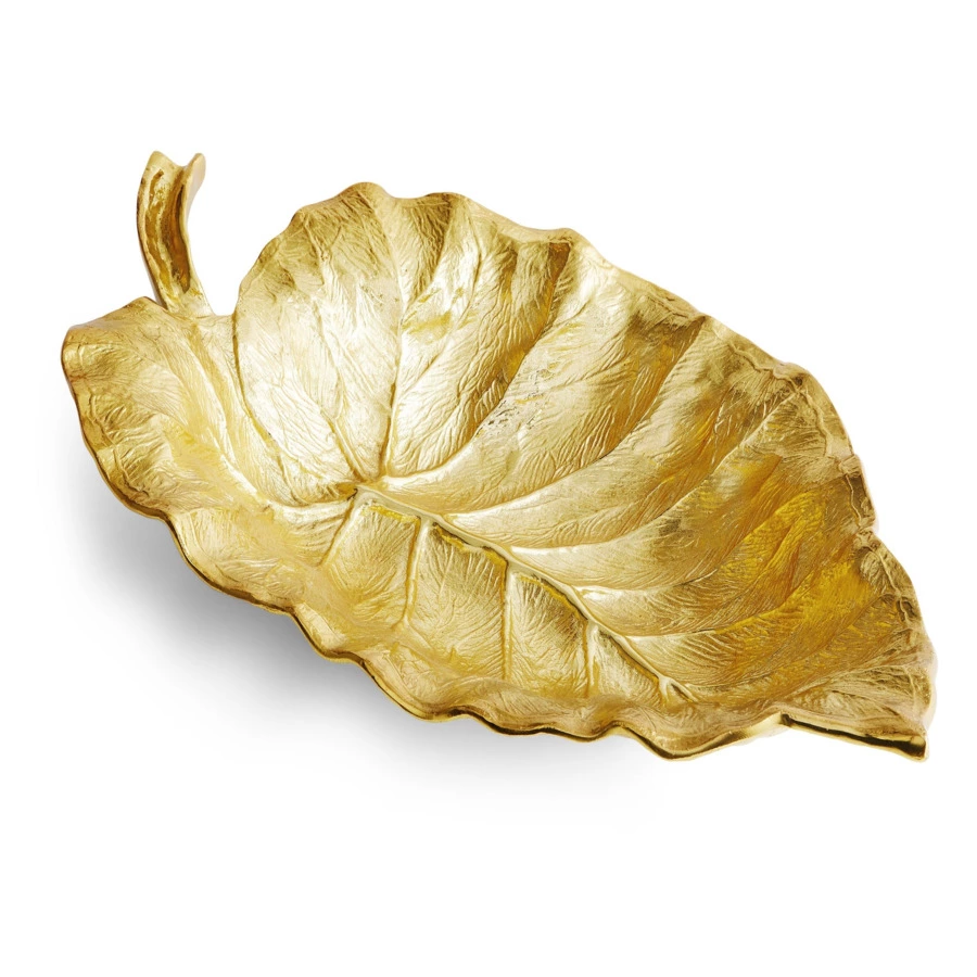 Чаша-лист большая Michael Aram Лист слоновьего дерева 53 см, позолота, прозрачная эмаль