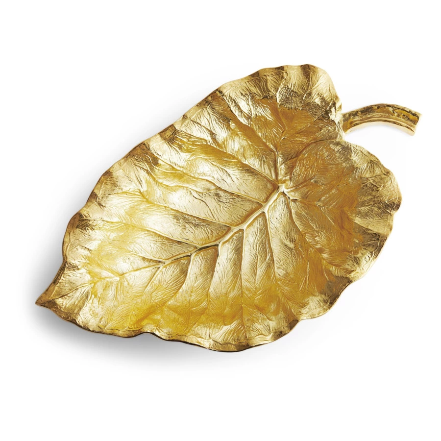 Чаша-лист большая Michael Aram Лист слоновьего дерева 53 см, позолота, прозрачная эмаль