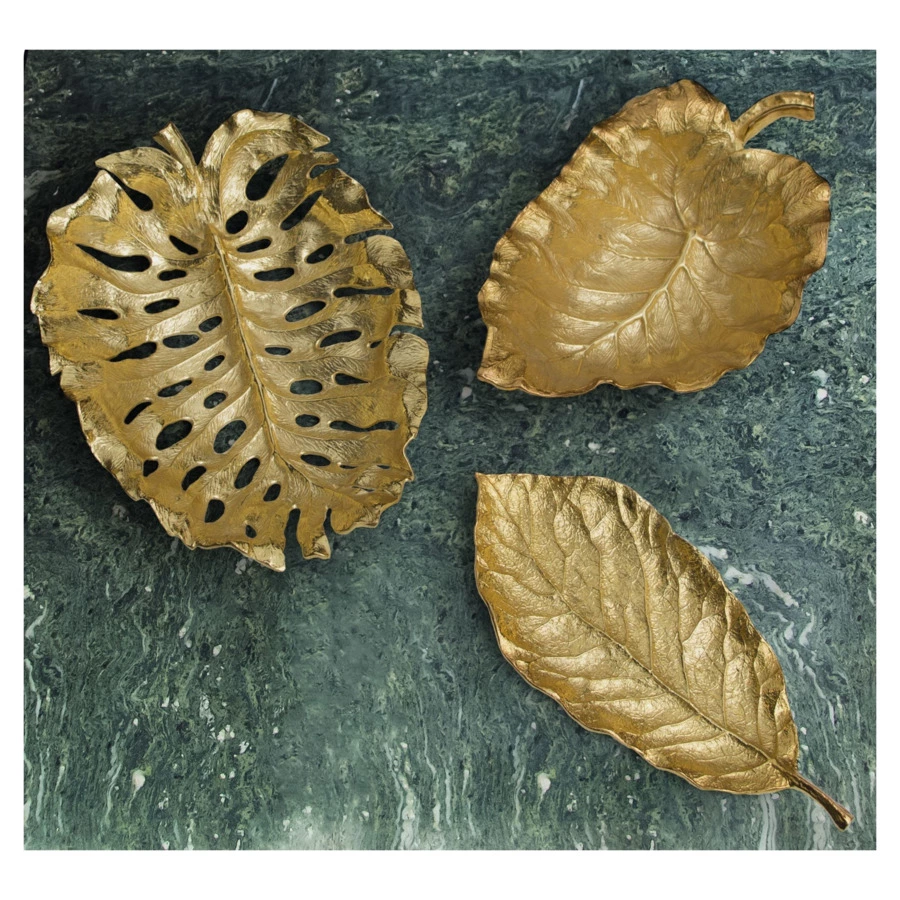 Чаша-лист большая Michael Aram Лист слоновьего дерева 53 см, позолота, прозрачная эмаль